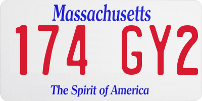 MA license plate 174GY2