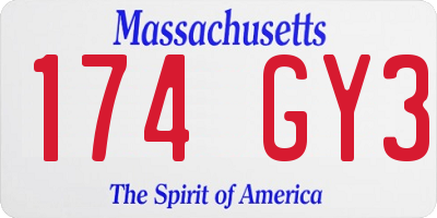 MA license plate 174GY3