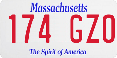 MA license plate 174GZ0