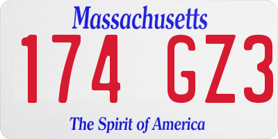 MA license plate 174GZ3
