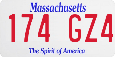 MA license plate 174GZ4