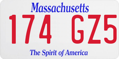 MA license plate 174GZ5