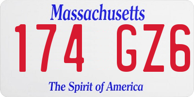 MA license plate 174GZ6