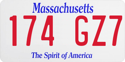 MA license plate 174GZ7