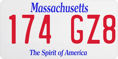 MA license plate 174GZ8