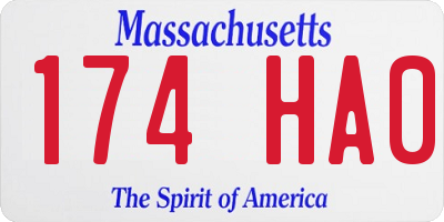 MA license plate 174HA0