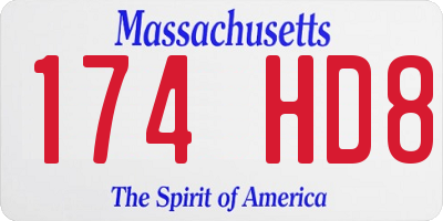 MA license plate 174HD8