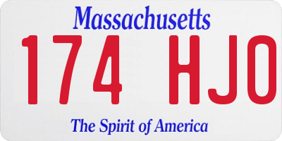 MA license plate 174HJ0