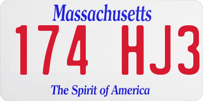 MA license plate 174HJ3