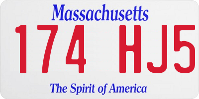 MA license plate 174HJ5