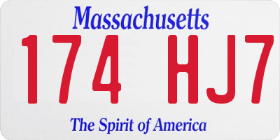 MA license plate 174HJ7