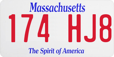 MA license plate 174HJ8