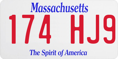 MA license plate 174HJ9