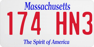 MA license plate 174HN3