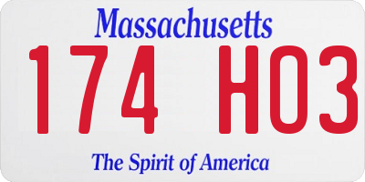 MA license plate 174HO3