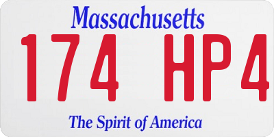 MA license plate 174HP4