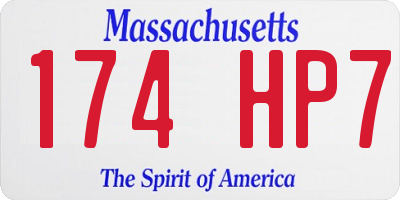 MA license plate 174HP7