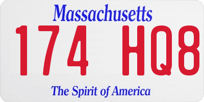 MA license plate 174HQ8