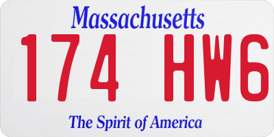 MA license plate 174HW6