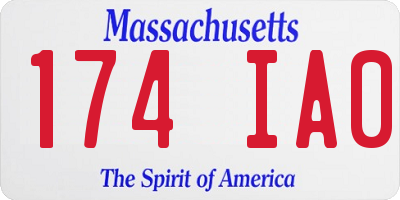 MA license plate 174IA0