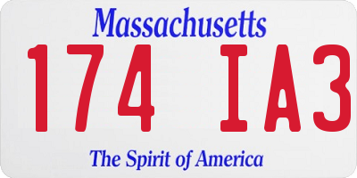 MA license plate 174IA3