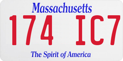 MA license plate 174IC7