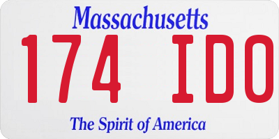 MA license plate 174ID0