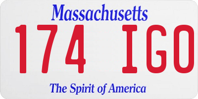 MA license plate 174IG0