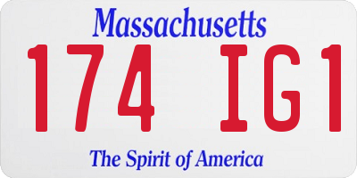 MA license plate 174IG1