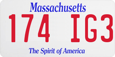 MA license plate 174IG3