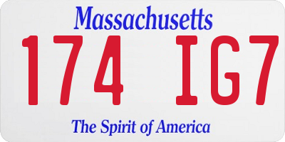 MA license plate 174IG7