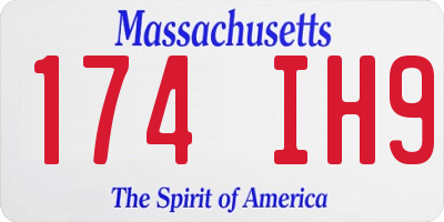 MA license plate 174IH9