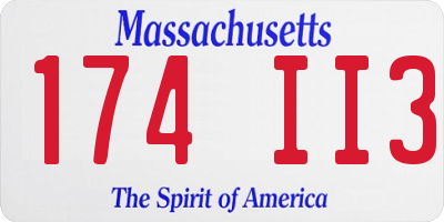MA license plate 174II3