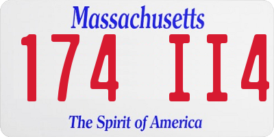 MA license plate 174II4