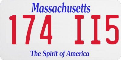 MA license plate 174II5