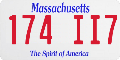 MA license plate 174II7