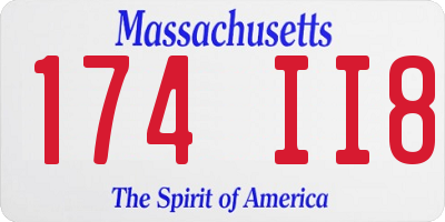 MA license plate 174II8