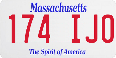 MA license plate 174IJ0
