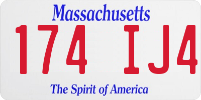 MA license plate 174IJ4