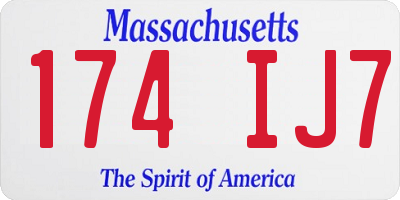 MA license plate 174IJ7