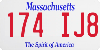 MA license plate 174IJ8