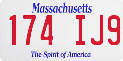 MA license plate 174IJ9