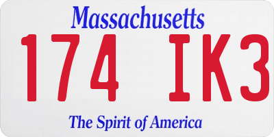 MA license plate 174IK3