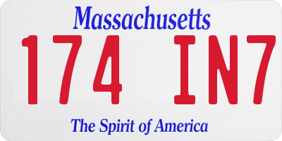 MA license plate 174IN7