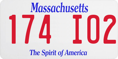 MA license plate 174IO2