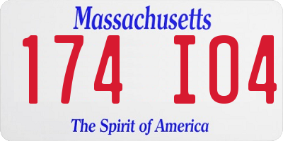 MA license plate 174IO4