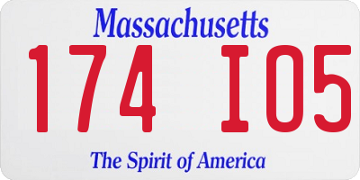 MA license plate 174IO5