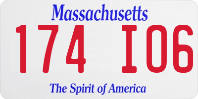 MA license plate 174IO6