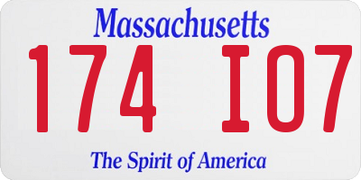 MA license plate 174IO7