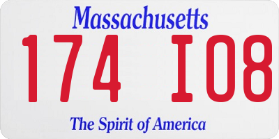 MA license plate 174IO8